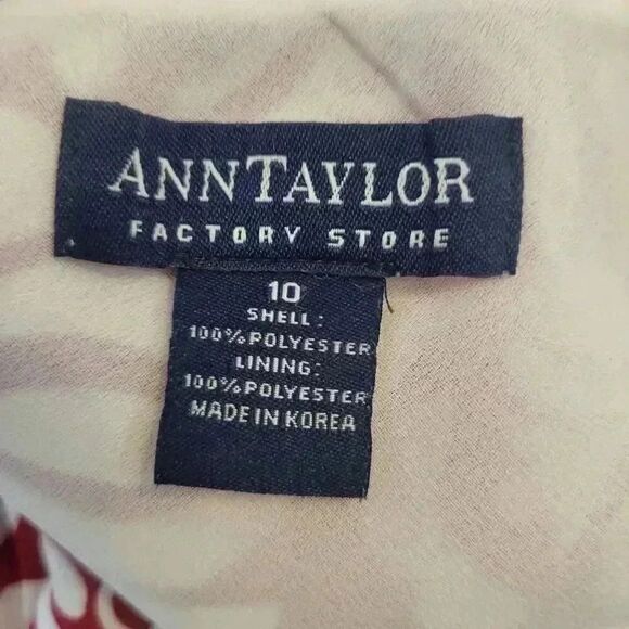 Ann Taylor Women's Red & White Floral Poly Georgette Lined Flowy Skirt - Picture 9 of 9